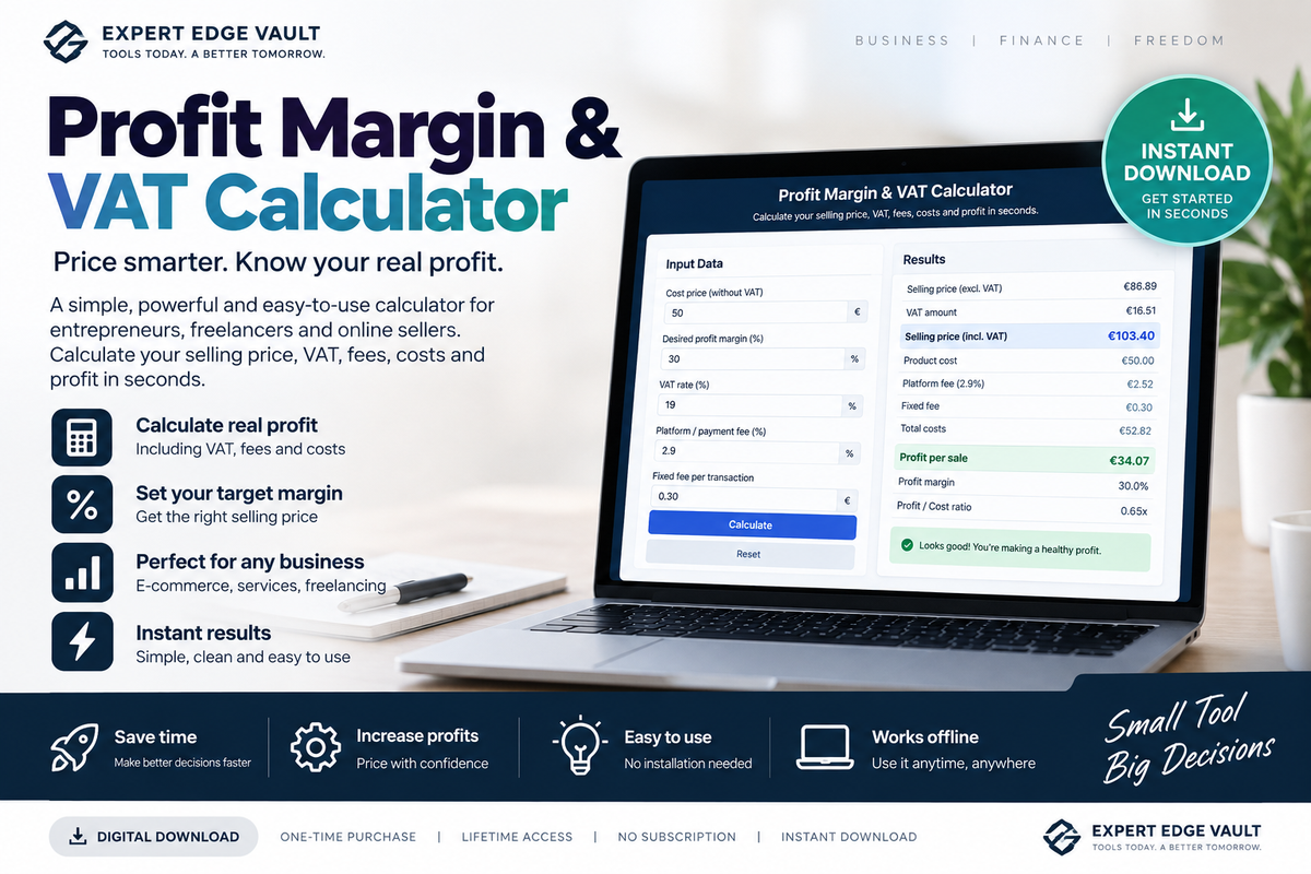 Profit Margin & VAT Calculator digital business tool