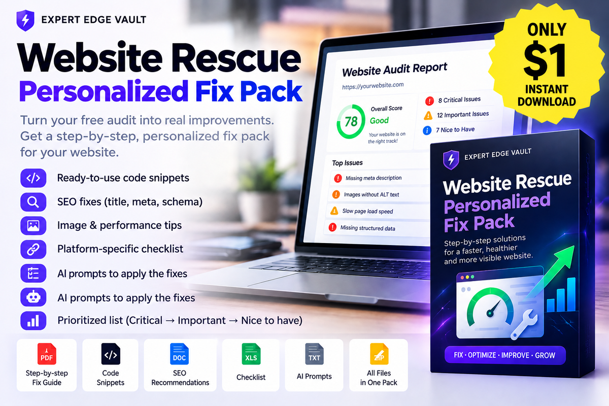 Website Rescue Personalized Fix Pack — only $1